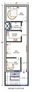 HOUSE PLAN FOR 15'X50' FEET EAST FACING PLOT (FIRST FLOOR)