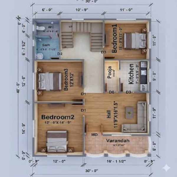 2 BHK House Design